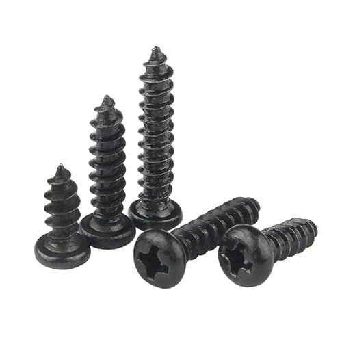 ORANXIN M4 x 25mm 100 Pcs Runder Kopf Holzschrauben Kohlenstoffstahl Eisen Schwarz Oxid Selbstschneidend Kreuzschlitz Pan Kopf Selbstbohrende Schrauben von ORANXIN