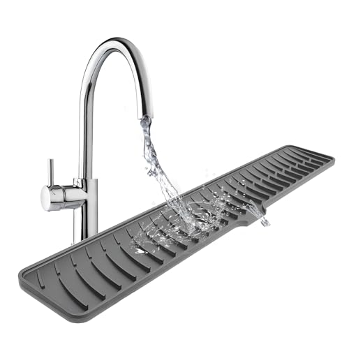 Faltbare Spülbeckenschutzmatte mit Ablaufrillen, 60 x 10 cm, rutschfeste Silikon-Abtropfmatte, Spritzschutz für Küchenspüle, Abtropfgestell, zusammenklappbarer Abtropfbrett-Schutz für Geschirr von ORARTMM