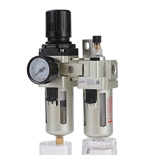 Luftkompressor Filterregler 3/8" ORAZIO Industrieller Wasser Feuchtigkeitsfalle Öl Separator Schmierstoffgeber Feuchtigkeitsentfernung für Farbspritzpistolen und Pneumatische Werkzeuge von ORAZIO