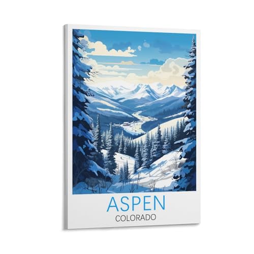 Aspen Colorado Vintage-Reiseposter, 40 x 60 cm, Leinwanddruck für Wohnzimmer, Schlafzimmer, Wohnheim, Zuhause, Büro, Wanddekoration von ORBANA