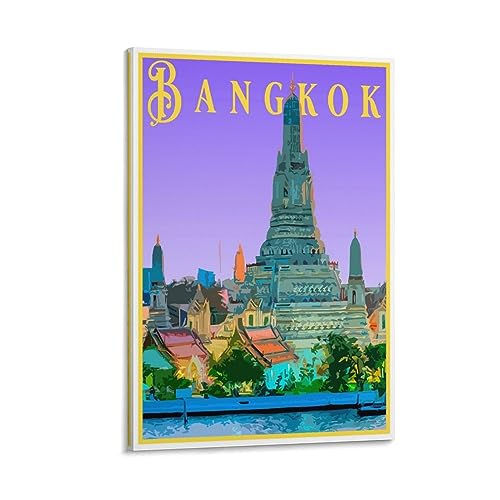 Bangkok Thailand Vintage-Reise-Poster, 20 x 30 cm, Leinwanddruck für Wohnzimmer, Schlafzimmer, Wohnheim, Zuhause, Büro, Wanddekoration von ORBANA