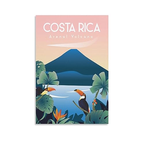 Costa Rica Arenal Vulkan, Vintage-Reise-Poster, Landschaft, 20 x 30 cm, Leinwanddruck für Wohnzimmer, Schlafzimmer, Wohnheim, Zuhause, Büro, Wanddekoration von ORBANA