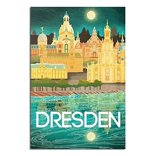 Dresden Allemagne Vintage-Reise-Poster, 40 x 60 cm, Leinwanddruck für Wohnzimmer, Schlafzimmer, Wohnheim, Zuhause, Büro, Wanddekoration von ORBANA