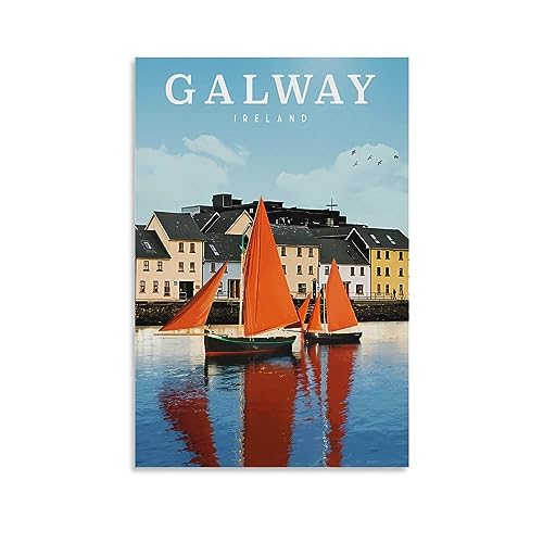 Galway Irland Vintage-Reiseposter, 20 x 30 cm, Leinwanddruck für Wohnzimmer, Schlafzimmer, Wohnheim, Zuhause, Büro, Wanddekoration von ORBANA
