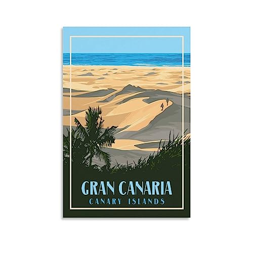 Gran Canaria Kanarische Inseln, Vintage-Reiseposter, 20 x 30 cm, Leinwanddruck für Wohnzimmer, Schlafzimmer, Wohnheim, Zuhause, Büro, Wanddekoration von ORBANA