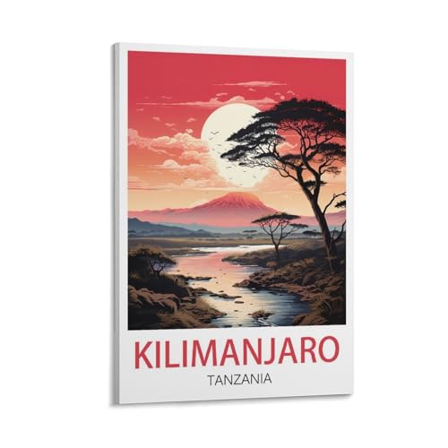 Kilimanjaro Tansania Vintage-Reiseposter, 30 x 45 cm, Leinwanddruck für Wohnzimmer, Schlafzimmer, Wohnheim, Zuhause, Büro, Wanddekoration von ORBANA