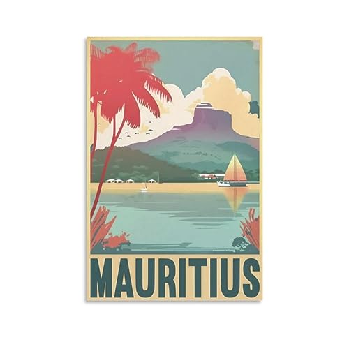 Mauritius Vintage-Reiseposter, 20 x 30 cm, Leinwanddruck für Wohnzimmer, Schlafzimmer, Wohnheim, Zuhause, Büro, Wanddekoration von ORBANA