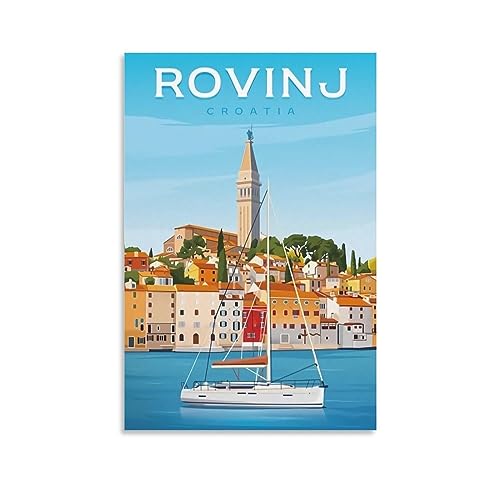 Rovinj Kroatien Vintage Reiseposter 30 x 45 cm Leinwanddruck für Wohnzimmer, Schlafzimmer, Wohnheim, Zuhause, Büro, Wanddekoration von ORBANA