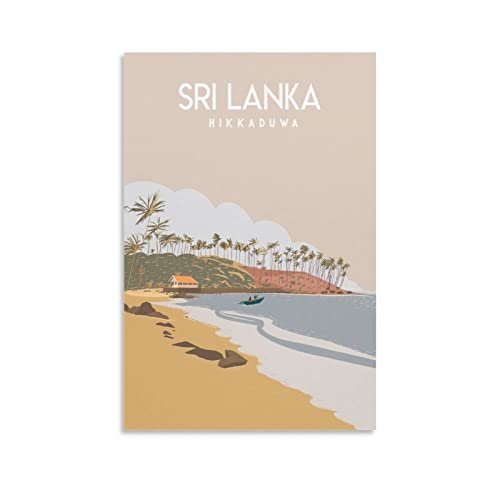 Sri Lanka Hikkaduwa Vintage-Reise-Poster, Landschaft, 20 x 30 cm, Leinwanddruck für Wohnzimmer, Schlafzimmer, Wohnheim, Zuhause, Büro, Wanddekoration von ORBANA