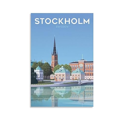 Stockholm Schweden Vintage-Reiseposter, 30 x 45 cm, Leinwanddruck für Wohnzimmer, Schlafzimmer, Wohnheim, Zuhause, Büro, Wanddekoration von ORBANA