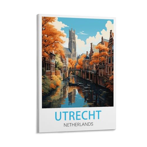 Utrecht Niederlande Vintage-Reiseposter, 40 x 60 cm, Leinwanddruck für Wohnzimmer, Schlafzimmer, Wohnheim, Zuhause, Büro, Wanddekoration von ORBANA