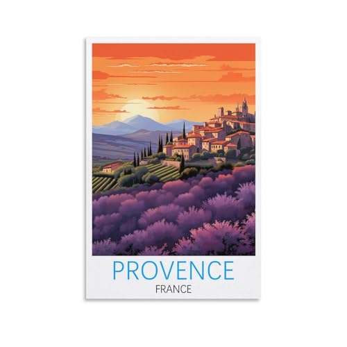Vintage-Reiseposter, Motiv: Provence-Frankreich, 30 x 45 cm, Leinwanddruck für Wohnzimmer, Schlafzimmer, Wohnheim, Zuhause, Büro, Wanddekoration von ORBANA