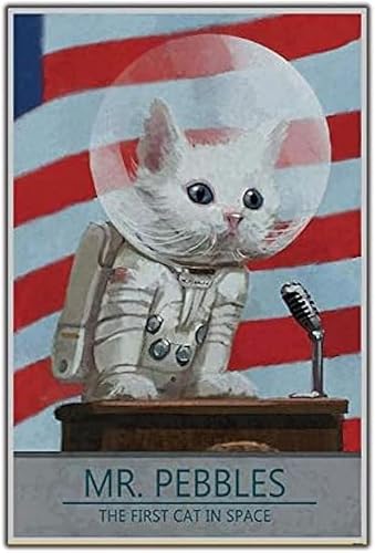 ORCOW Kunstseidenposter Mr Pebbles – Fallout 4 Eine neue Katze im Weltraum Lustiger Wand-Leinwanddruck Moderne Dekorationsmalerei – 40 x 60 cm ohne Rahmen von ORCOW