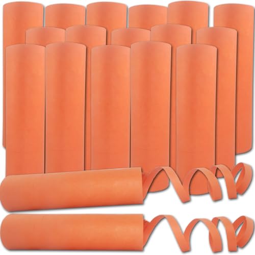 18 Luftschlangen orange schwer entflammbar - hochwertige Partydeko Made in Austria für Mottoparty, Fasching, Karneval, Geburtstag, Silvester,... von ORDENO