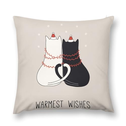 ORENZ Plüsch-Kissenbezug Weihnachten Katze Überwurf-Kissenbezug Kissenbezüge Kissenbezüge Für Sofa-Couch-Bett-Dekor 20 "x 20 " von ORENZ