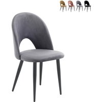 Set aus 4 modernen Design-Küchenstühlen aus Samt Bounty - Grau von ORESTELUCHETTA