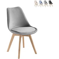 Wohnzimmer- Küchenstühle 4er Set aus Samt im skandinavischen Stil Smart Soft - Grau von ORESTELUCHETTA