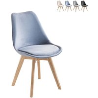 Wohnzimmer- Küchenstühle 4er Set aus Samt im skandinavischen Stil Smart Soft - Hellblau von ORESTELUCHETTA