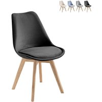 Wohnzimmer- Küchenstühle 4er Set aus Samt im skandinavischen Stil Smart Soft - Schwarz von ORESTELUCHETTA