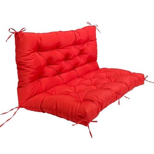 OREZAUQS 10 cm Extra Dicke Gartenstuhl Sitzauflagen mit Krawatte,drinnen und draußen,Liegenauflage, Auflage Gartenliege,Schwungliege (120 * 100 * 10CM,Rot) von OREZAUQS