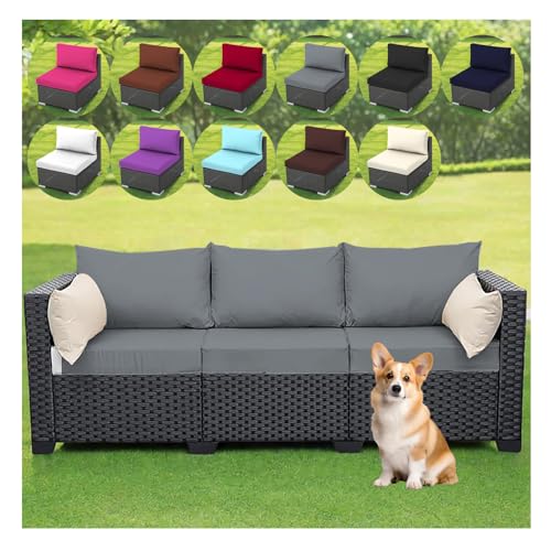 OREZAUQS Garten-Terrassenmöbel-Sitzbezüge Outdoor Ersatz-Sitzkissenbezüge für Terrasse Stretch Kissen Sofabezug Sofa Überzug waschbar (Grau,S (1 PCS)) von OREZAUQS