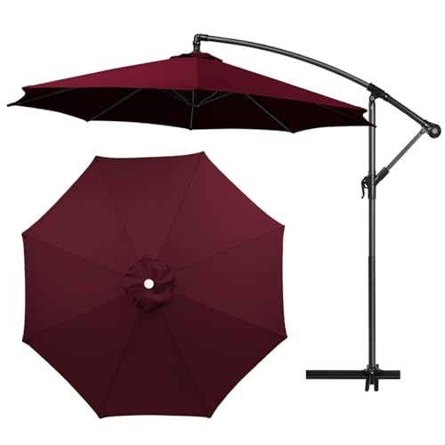 OREZAUQS Parasol Replacement Cover,Thick and Strong Market Umbrella Replacement Cover,8 Struts/6 Struts Parasol Fabric(Canopy Only) (3m/6-Ribs,Dunkelrot) von OREZAUQS