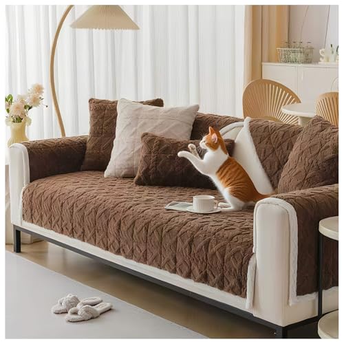 OREZAUQS Ultra Weicher Sofa überzug Waschbar, Universal Kratzfest Hund Katze Sofaschoner, Sofa Cover Sofa bezug Sofaüberwürfe Möbelschoner (Braun,70 * 180 cm) von OREZAUQS