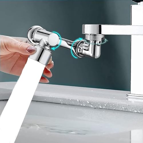ORFION Wasserhahnaufsatz 1080° Metall Multifunktionaler Verlängerungshahn mit Spritzfilter für Küche, Gesichtswäsche, Gargle & Augenspülung von ORFION