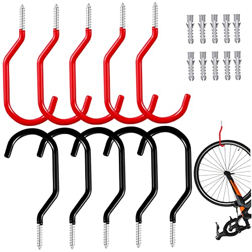 ORFOFE 10 Stück Teiliges Fahrradhaken Schwerlast Schraubhaken mit Dübeln Robuste Wandhalterung für Fahrradgarage und Abstellraum Vielseitig für Scooter Reifen und Werkzeuge Einfache von ORFOFE