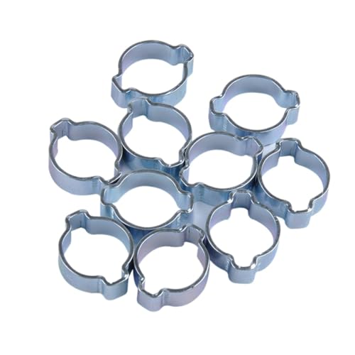 ORFOFE 10 Stück Teiliges Verzinktes Doppel Ohr Schlauchschellen Langlebige Schlauchklemmen für Kraftstoffschläuche Wasserrohre und Luftschläuche Korrosionsbeständig Einsetzbar von ORFOFE