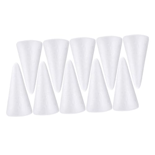 ORFOFE 10 Stück Teiliges Weiße Polystyrol schaumkegel Glatte Oberfläche Sicher für Vielseitig für DIY Handwerk Bastelmaterial für Weihnachtsdekoration Schulprojekte Partyornamente von ORFOFE