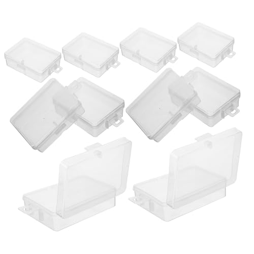 ORFOFE 10 Stück Transparente Mini Schmuckbox mit Schlossverschluss Stapelbare Organizer für Ringe Ohrringe Perlen und Kleine Teile Langlebige Aufbewahrungsbox für Büro und Zuhause von ORFOFE