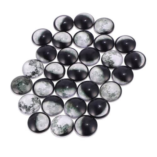 ORFOFE 100 Stück Mondfinsternis Glas Patches Runde Glas Cabochons mit Bedrucktem Mondmuster Haltbare Schmucksteine für Basteln und Dekoration von ORFOFE