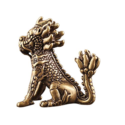 ORFOFE Kirin Statue Messing Skulptur Miniatur Dekorative Kylin Figur Kleine Glückstierstatue für Zuhause und Büro Exquisites Sammlerstück Desktop Ornament Golddekor von ORFOFE