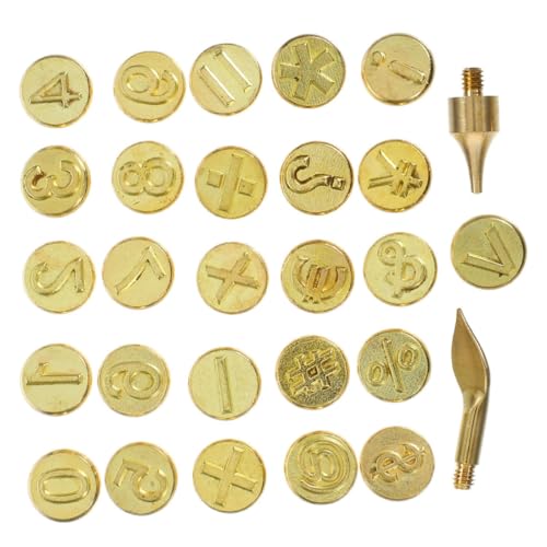 ORFOFE 2 Sätze DIY Brennspitzen aus Messing Langlebiges Holzbrand und Ledergravur mit Alphabet Buchstaben Tragbares Branding Iron für Holz Papier Handwerkliche Personalisierung von ORFOFE