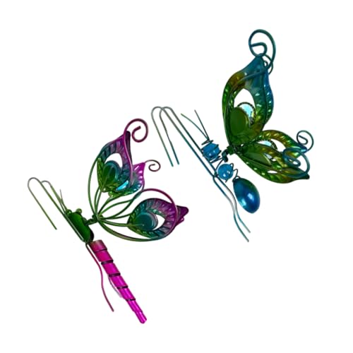 ORFOFE 2 Stück Blumentopf Hänger Schmetterling Deko Metall Farbenfrohe Gartenornamente für Blumen Pflanzen und Terrarien für und Außendekoration von ORFOFE