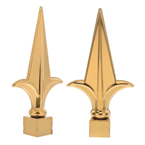 ORFOFE 2 Stück Edelstahl Fahnenmast Spitze Goldfarben Wetterfest Gartenflaggen Zubehör Metall Robuste Fahnenstangen Dekoration Outdoor Flaggenmast Ersatzspitze von ORFOFE