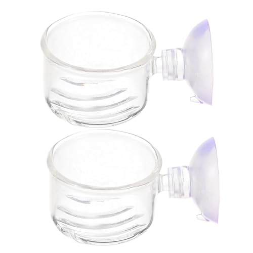 ORFOFE 2 Stück Glas Aquarium Futterspender mit Saugnapf Zuverlässiger Griff Langlebig Geeignet für Süß und Meerwasser Praktisches Zubehör für Fisch und Garnelenaquarien von ORFOFE
