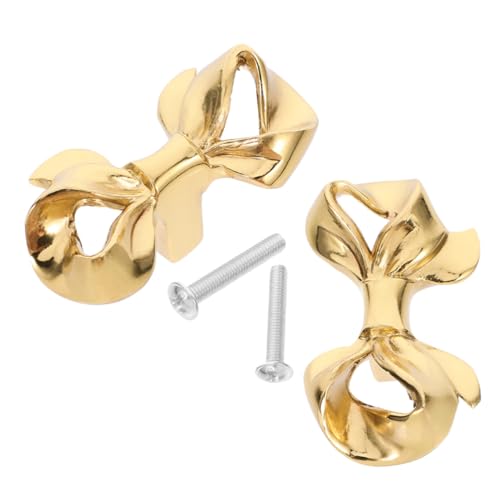 ORFOFE 2 Stück Goldene Messing bow schubladenknöpfe Kindersichere Dekorative Schrankgriffe mit Glatten Kanten Eleganter Vintage stil für Kommode Küche und Kinderzimmer von ORFOFE