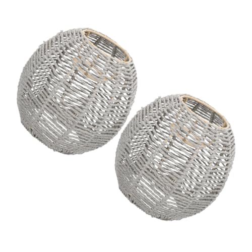ORFOFE 2 Stück Lampenschirme Hängelampe Ersatz Lampenschirm Imitation Rattan Gewebt Dekoration für Esszimmer Hotel Restaurant Wohnzimmer von ORFOFE