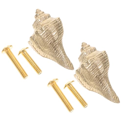 ORFOFE 2 Stück Messing Muschel Möbelknöpfe Küchenschrankgriffe Vintage Stil Robuste Schubladengriffe für Kommode und Schrank mit Maritimem Küstendekor von ORFOFE