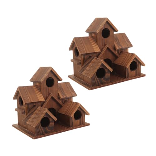 ORFOFE 2 Stück Rustikale Holz-vogelhäuser mit Futterstelle Wetterfestes Outdoor-nistkasten Cottage-Stil Dekorative Gartenhäuser für Wildvögel Natürliche Holz-Dekoration für Balkon und von ORFOFE