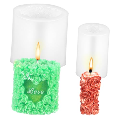 ORFOFE 2 Stück Silikonformen Rosenblüte Flexibel Langlebig Lebensmittelecht für Kerzen Seifen Fondant DIY Backen Schokolade Gießen Geschenkidee Vielseitig Einsetzbar von ORFOFE