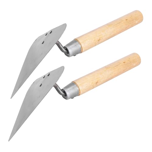 ORFOFE 2 Stück Teiliges Dreieckiges Maurerkelle aus Edelstahl mit Holzgriff Vielseitiges Verputz Mauerwerkzeug Robuster Handkelle für Reparaturarbeiten Praktischer Mörtelschaber von ORFOFE