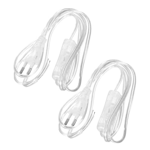 ORFOFE 2 Stück Transparente Lampenstromkabel mit Schalter Euro Netzkabel für Tischlampen Robustes Kleingerätekabel Ausschalter Geeignet für Acv Beleuchtung von ORFOFE