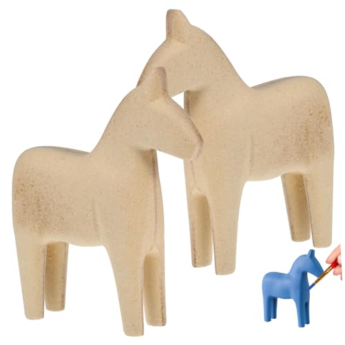 ORFOFE 2 Stück Unvollendete DIY Holzpferd Dekoration Teiliges Stabiles Holzmaterial Bemalbare Mini Pferdefiguren für Basteln Kreative Tisch und Wohnraumdeko für Pferdeliebhaber und von ORFOFE