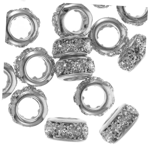 ORFOFE 20 Stück Rondelle Spacer Perlen aus Kupfer mit Strass Große Zwischenperlen für Schmuckherstellung DIY Bastelperlen für Armbänder und Handwerksprojekte Silberfarben mit ORFOFE 20 Stück Rondelle Spacer Perlen aus Kupfer mit Strass Große Zwischenperlen für Schmuckherstellung DIY Bastelperlen für Armbänder und Handwerksprojekte Silberfarben mit von ORFOFE