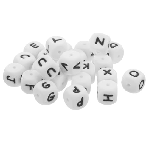 ORFOFE 26 Stück Teiliges Buchstabenperlen aus Silikon Quadratische Alphabet perlen für DIY Armbänder und Halsketten Sichere Langlebige Schmuckperlen für Kreative Bastelprojekte von ORFOFE