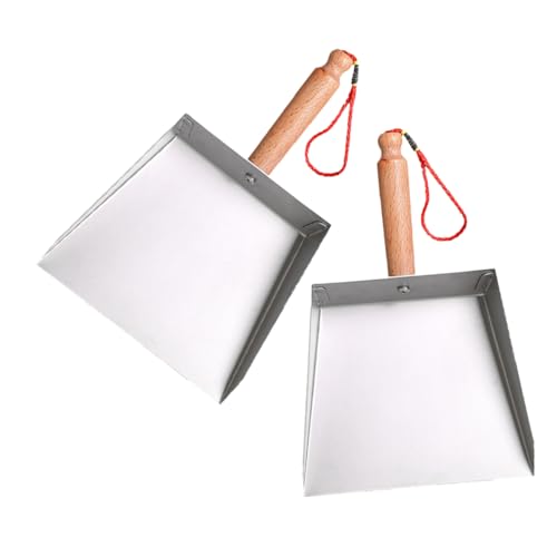 ORFOFE 2pcs Edelstahlstaubschange Weit Flacher Kamin Ascheschaufel Handheld Getreideschaufel Mit Holzgriff Für Home Office Workshop Tischschreibtisch von ORFOFE