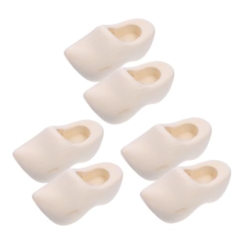 ORFOFE 3 Paare Miniatur Holzschuhe Unbemalte Puppenhaus Deko Klompen Holzmodelle DIY Zubehör für Mini Haus Dekoration von ORFOFE